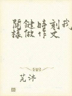 关键时刻我在这样做作文