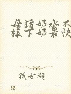 母猪奶水不足怎样下奶最快