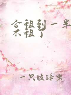 合租到一半室友不租了