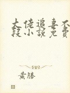 大佬追妻不择手段小说免费无弹窗