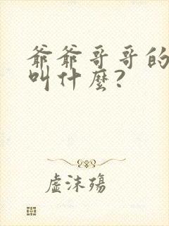 爷爷哥哥的老婆叫什么?