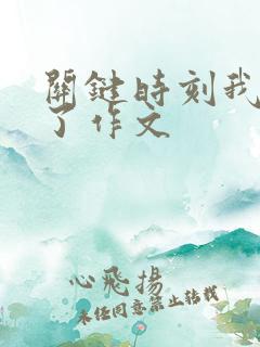 关键时刻我怎么了作文