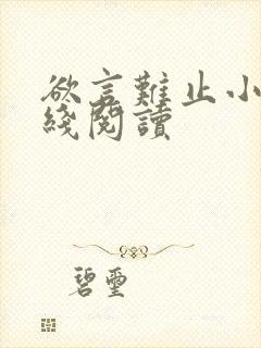 欲言难止小说在线阅读