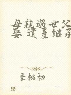 母亲过世父亲另娶 遗产继承