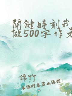 关键时刻我这样做500字作文