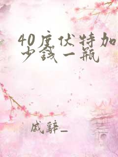 40度伏特加多少钱一瓶