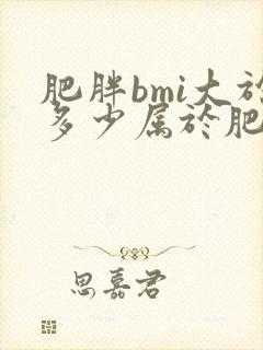 肥胖bmi大于多少属于肥胖