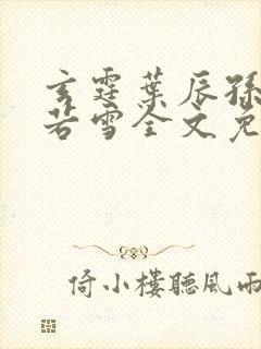 玄霆叶辰孙怡夏若雪全文免费阅读最新章节