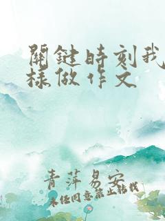 关键时刻我在那样做作文