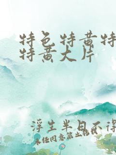 特色特黄特一级特黄大片