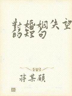 对婚姻失望心酸的短句