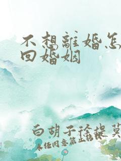 不想离婚怎么挽回婚姻