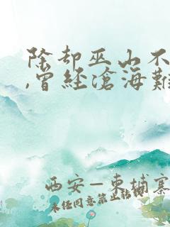 除却巫山不是云,曾经沧海难为水是什么意思