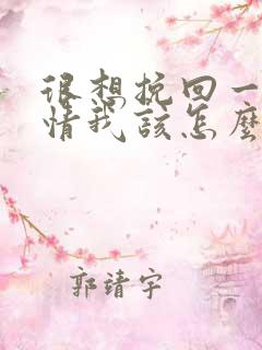 很想挽回一段感情我该怎么办