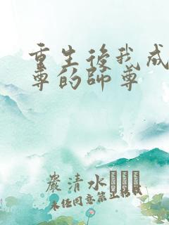 重生后我成了师尊的师尊