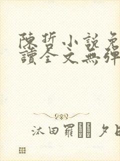 陈哲小说免费阅读全文无弹窗