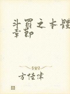 斗罗之本体斗罗章节