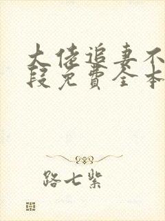 大佬追妻不择手段免费全本阅读