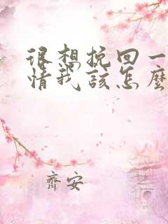 很想挽回一段感情我该怎么办