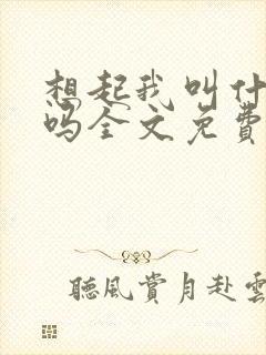 想起我叫什么了吗全文免费阅读