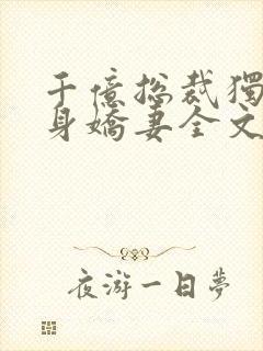 千亿总裁独宠替身娇妻全文版