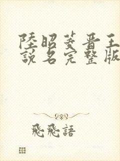 陆昭菱晋王的小说名完整版