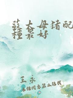 苏太母猪配什么种最好