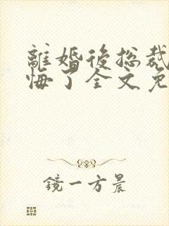 离婚后总裁他后悔了全文免费阅读