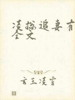 凌总追妻有点甜全文