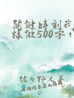 关键时刻我在这样做500字作文