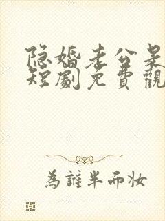 隐婚老公是大佬短剧免费观看