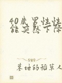 40岁男性性功能突然下降为什么