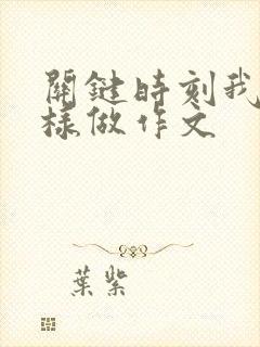 关键时刻我会这样做作文