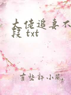 大佬追妻不择手段 txt