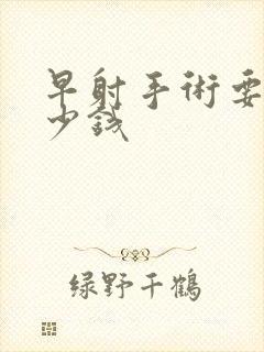 早射手术要花多少钱