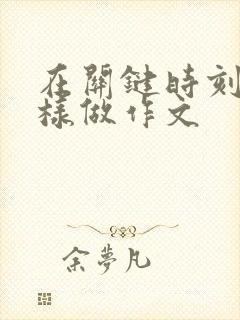 在关键时刻我这样做作文