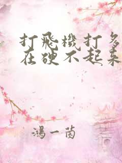 打飞机打多了现在硬不起来了