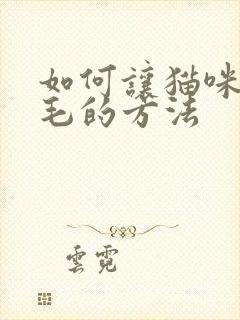 如何让猫咪不掉毛的方法