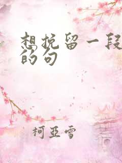 想挽留一段感情的句