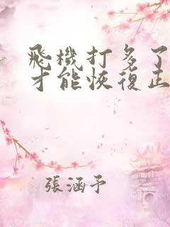 飞机打多了怎么才能恢复正常