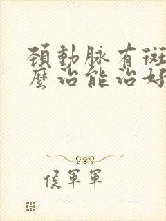 颈动脉有斑块怎么治能治好