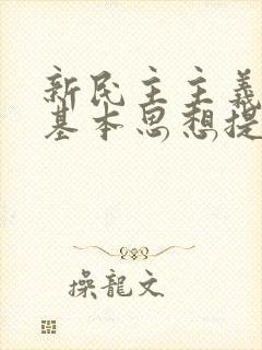 新民主主义革命基本思想提出