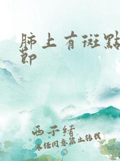 肺上有斑点有结节