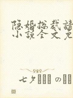 隐婚总裁请签字小说全文免费阅读