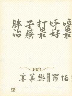 胖子打呼噜怎么治疗最好最快最有效