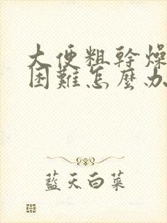 大便粗干燥排便困难怎么办