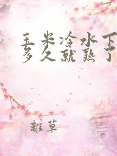 玉米冷水下锅煮多久就熟了