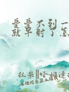 爱爱不到一分钟就早射了怎么办