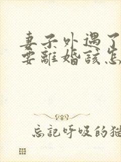 妻子外遇了老公要离婚该怎么挽回