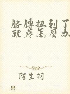 胳膊扭到了一动就疼怎么办